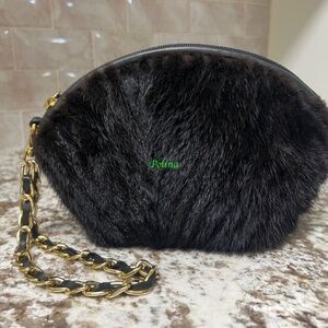 LIKE NEW Vintage Dark Brown Paolo Masi Mink wristlet purse Elegant and beautiful
